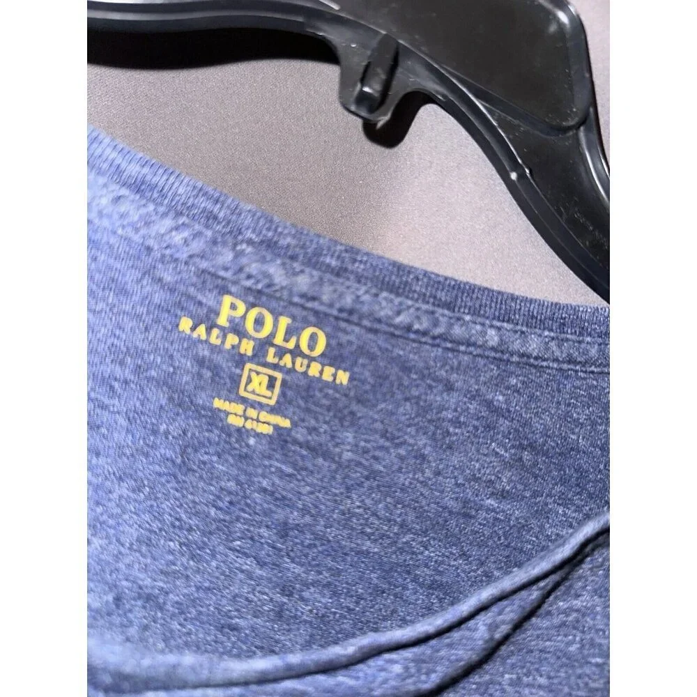 Polo Ralph Lauren V Neck T-Shirt Long Sleeve Men's Size Xl Navy Blue - Picture 2 of 3